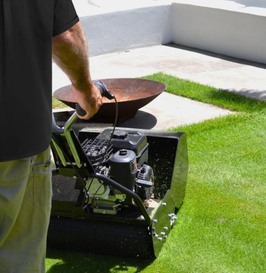 Front profile image of a COX Professional Cylinder Mower on a white background