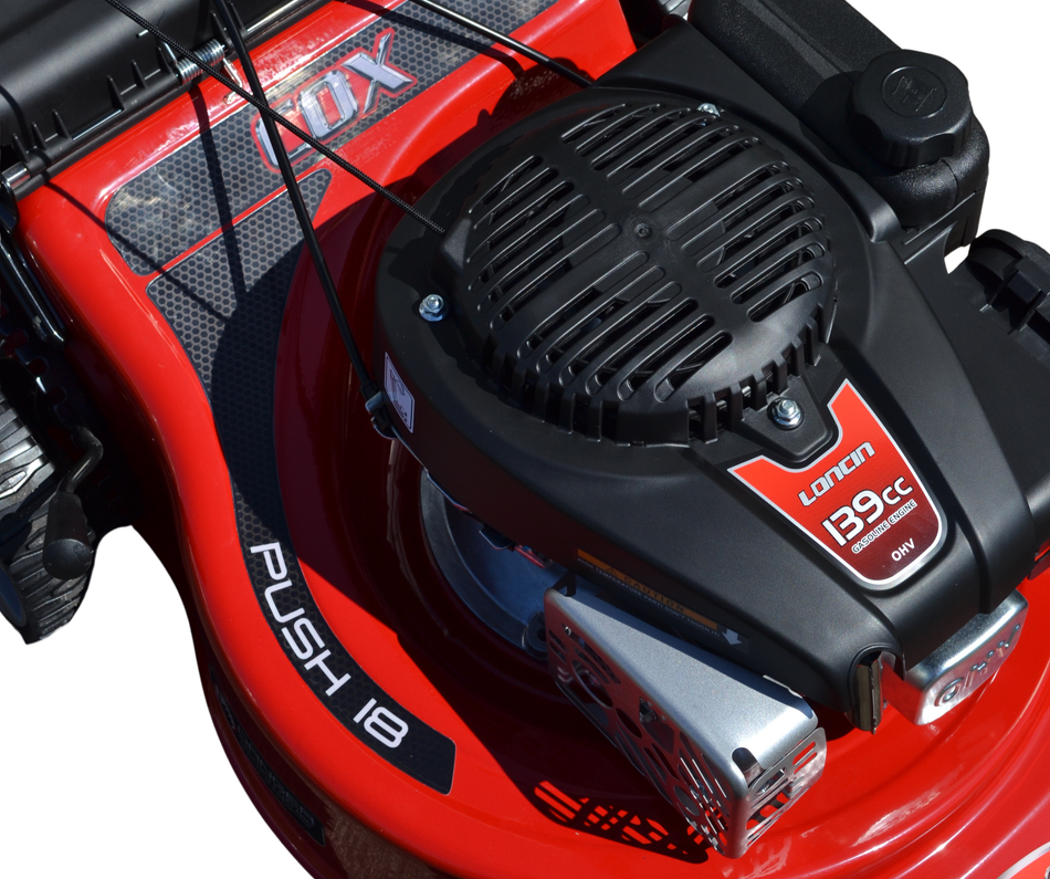 COX Push 18SL walk-behind mower, engine detail