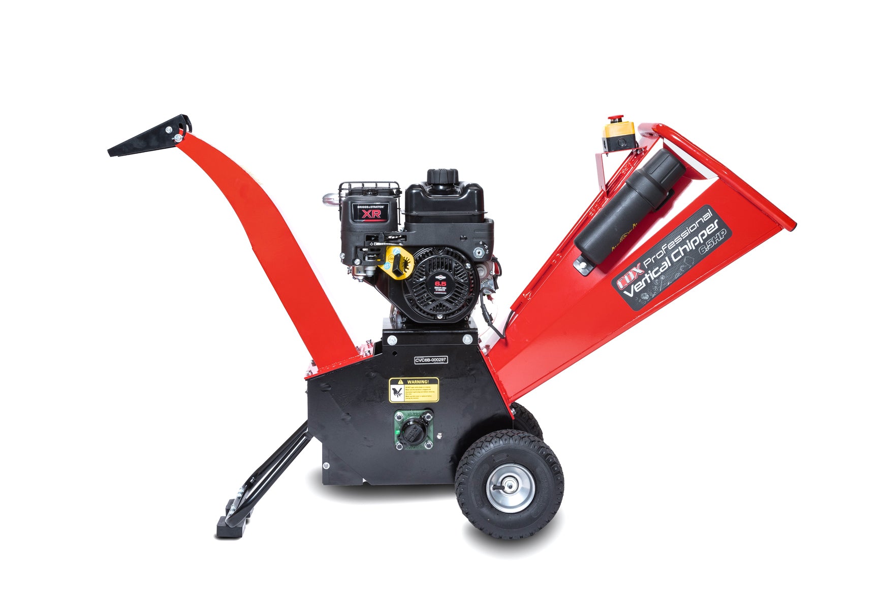 Load video: COX Vertical Chipper right hand side profile photo, 6.5HP