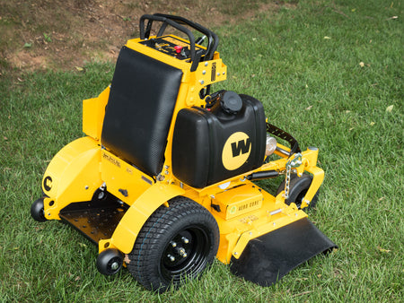 COX Commercial Mowers The Stander® I stand on mower, photo of rear/side profile showing Aero Core deck